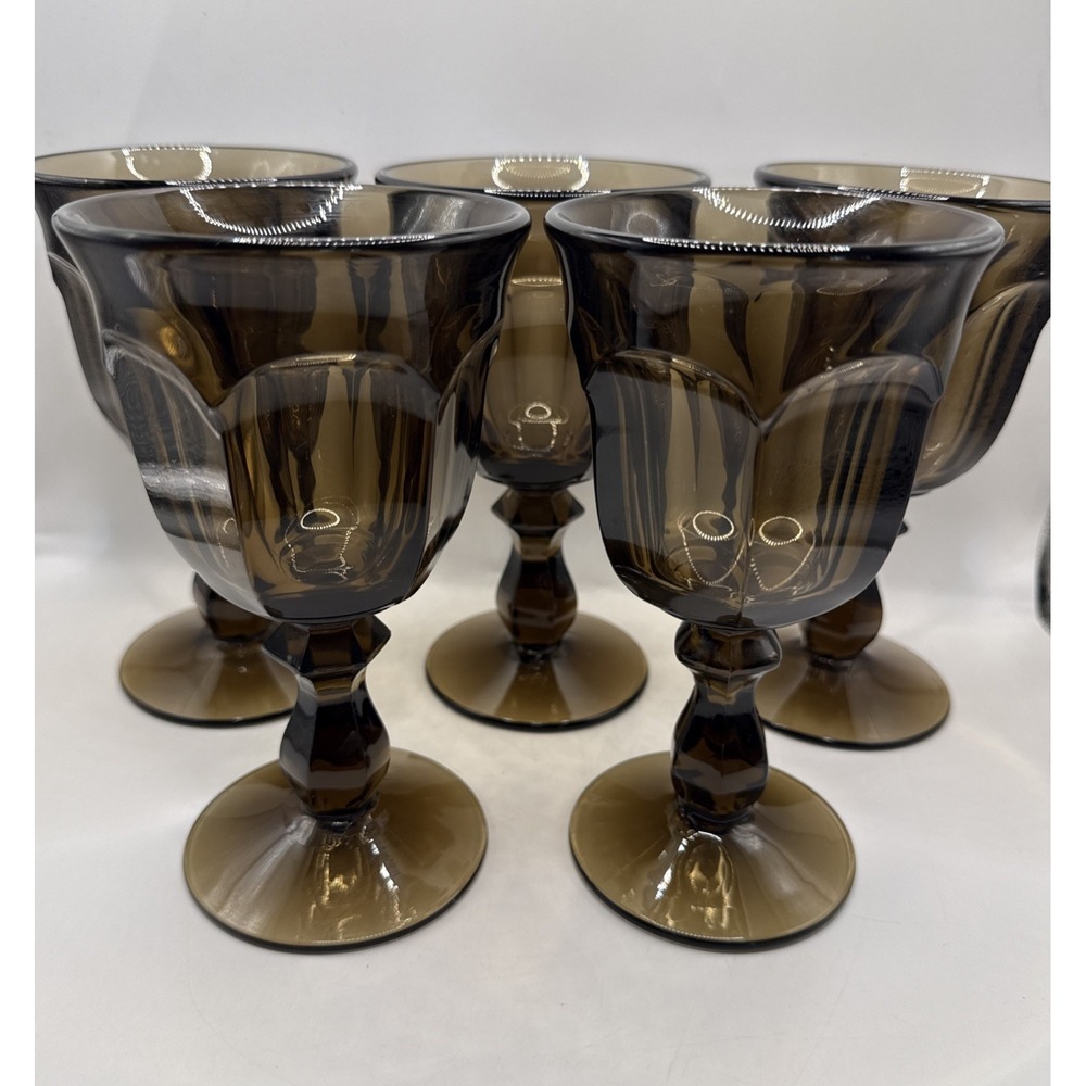 Imperial Glass Old Williamsburg Glasses Nut Brown Wine Water Tea Goblets 5
